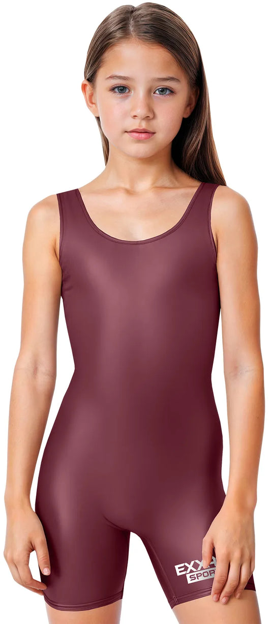 Girls Maroon Wrestling Singlets, High-Cut Female Singlets