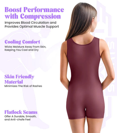 Girls Maroon Wrestling Singlets, High-Cut Female Singlets