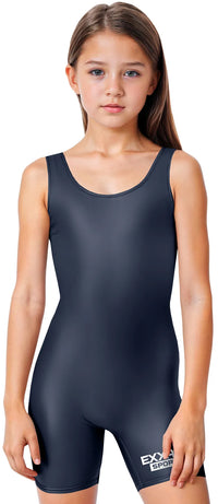 Girls Navy Wrestling Singlets, High-Cut Female Singlets