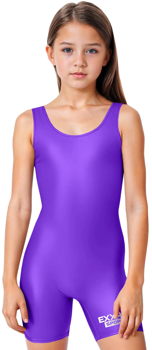 Girls Purple Wrestling Singlets, High-Cut Female Singlets
