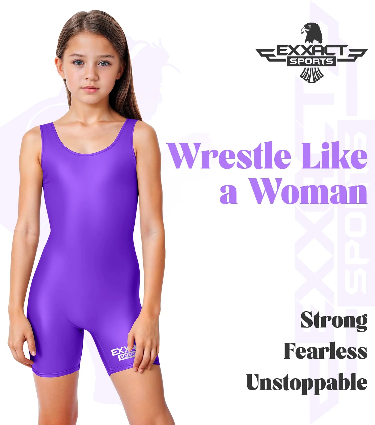 Girls Purple Wrestling Singlets, High-Cut Female Singlets