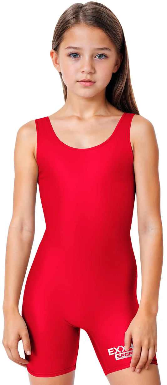 Girls Red Wrestling Singlets, High-Cut Female Singlets