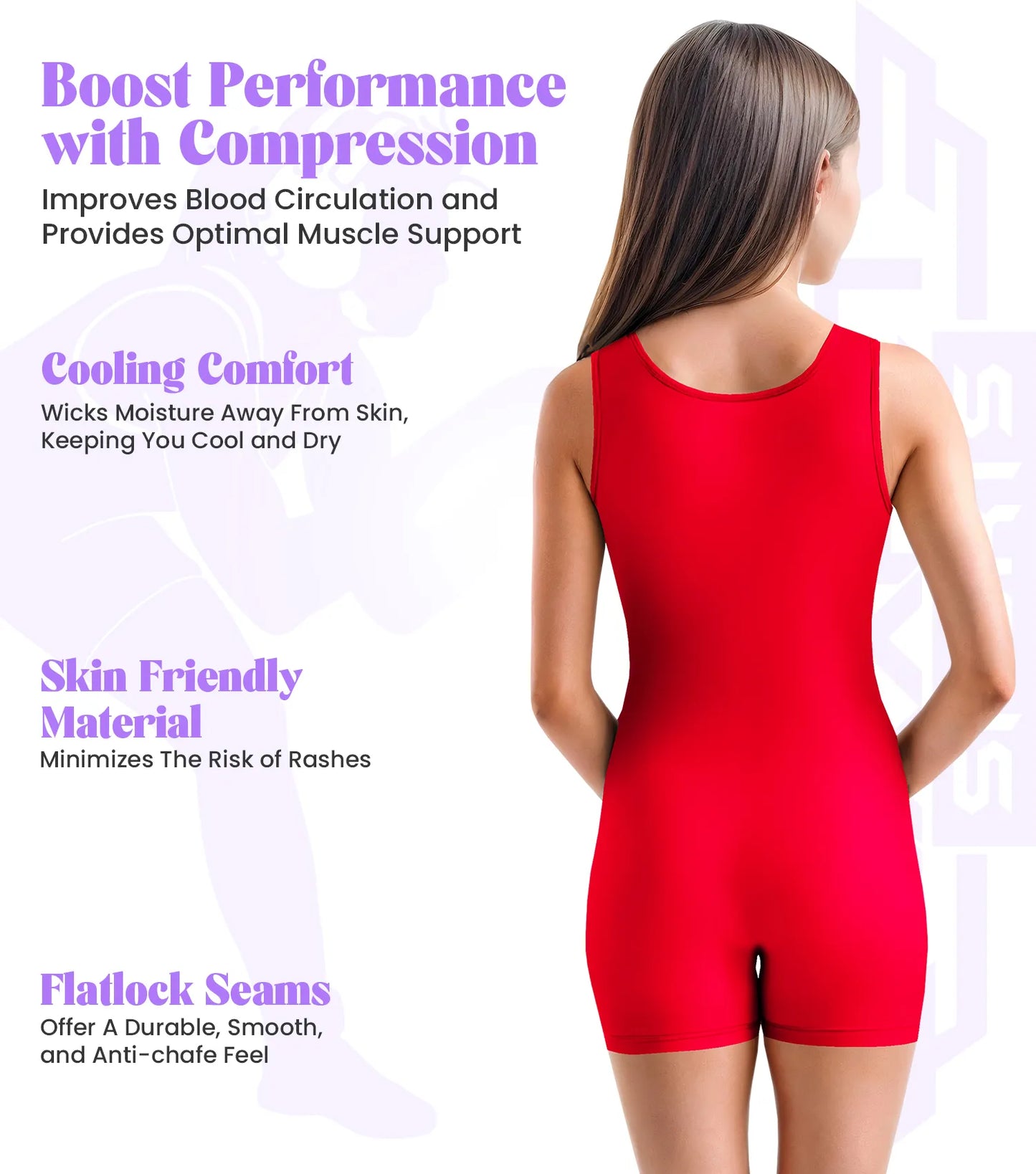 Girls Red Wrestling Singlets, High-Cut Female Singlets