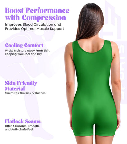 Women's Green Wrestling Singlets, High-Cut Female Singlets