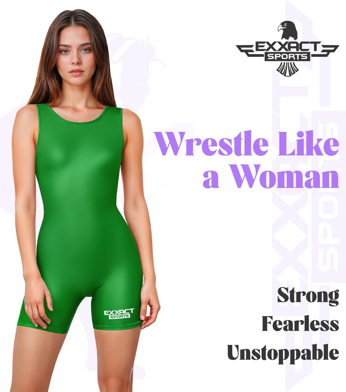 Women's Green Wrestling Singlets, High-Cut Female Singlets
