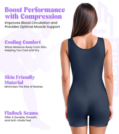 Women's Navy Wrestling Singlets, High-Cut Female Singlets