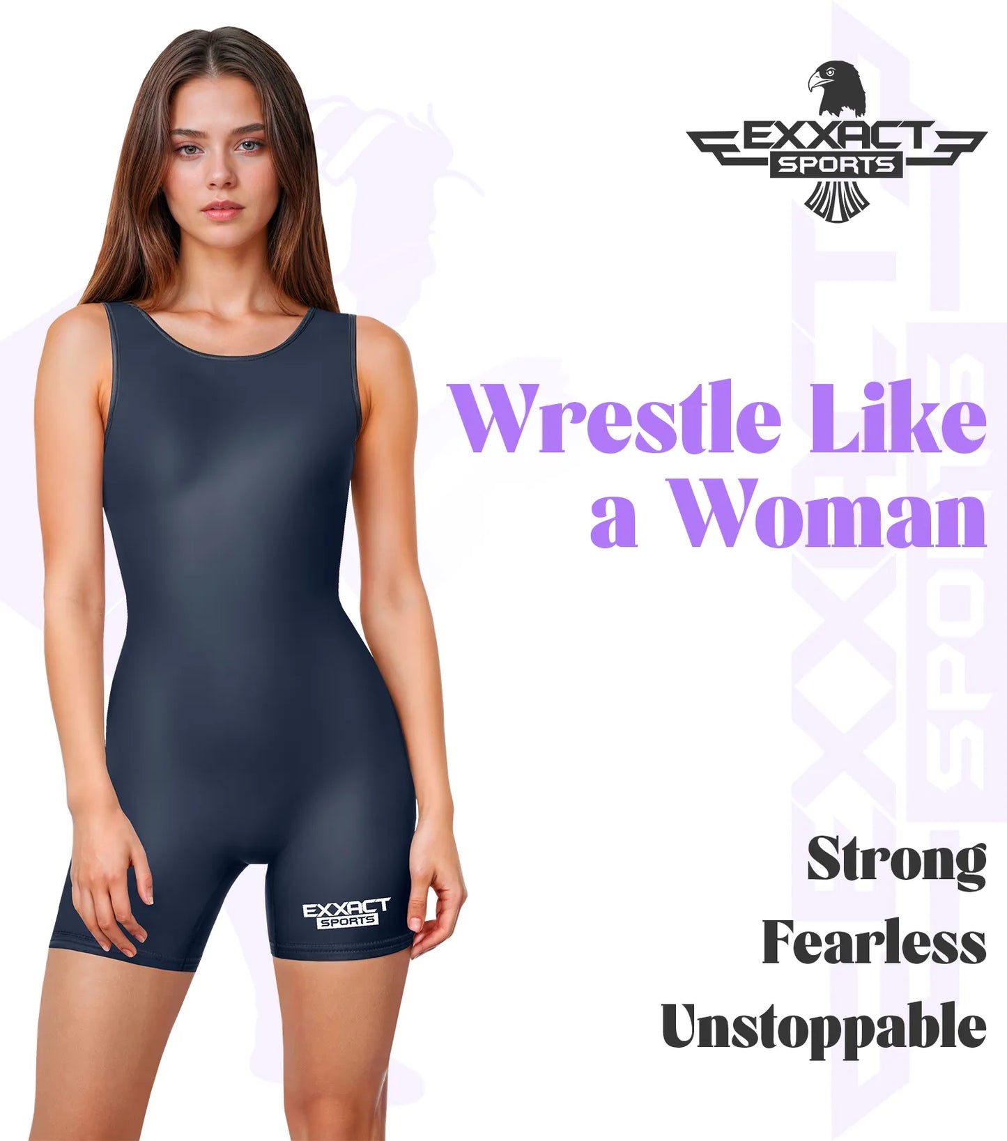 Women's Navy Wrestling Singlets, High-Cut Female Singlets