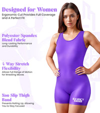 Women's Purple Wrestling Singlets, High-Cut Female Singlets