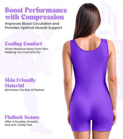 Women's Purple Wrestling Singlets, High-Cut Female Singlets