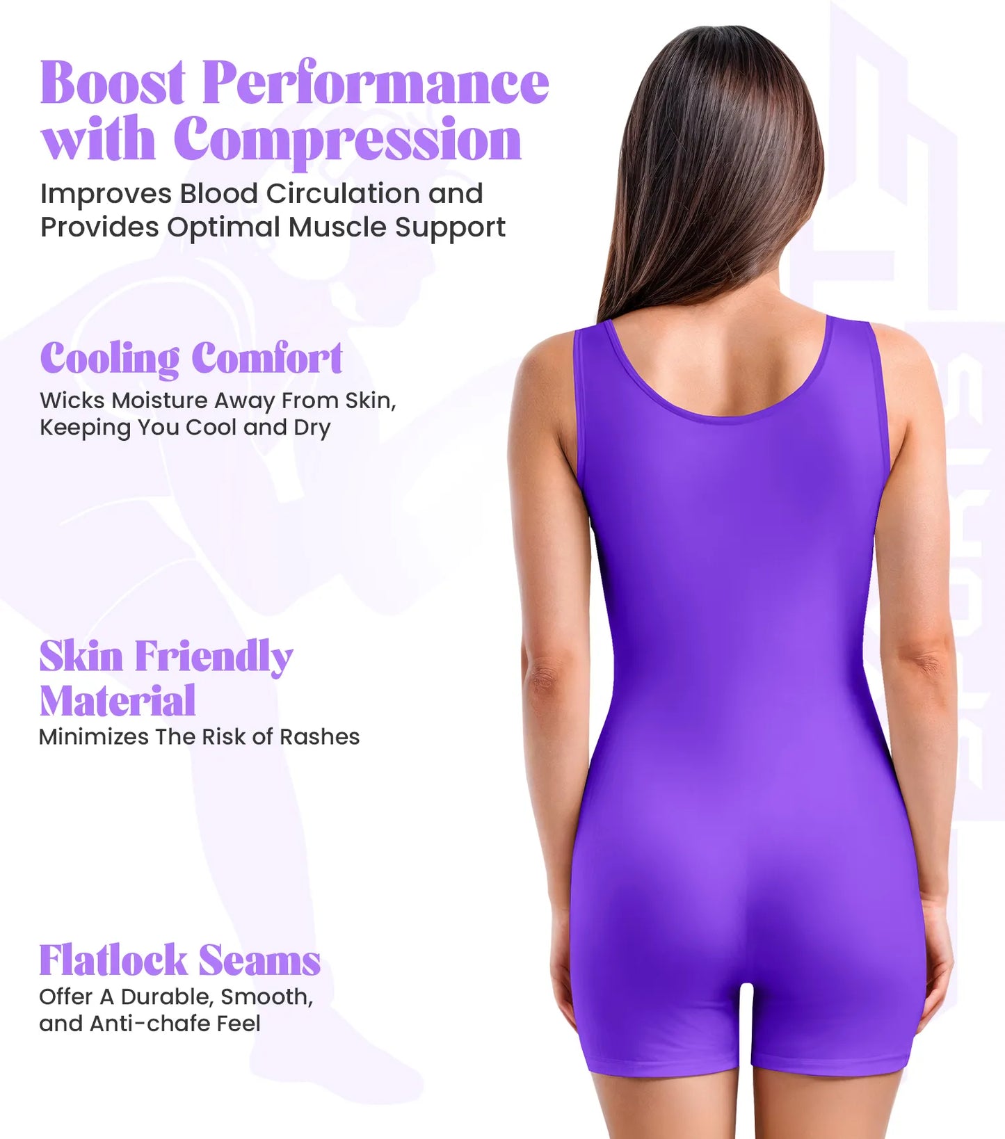 Women's Purple Wrestling Singlets, High-Cut Female Singlets