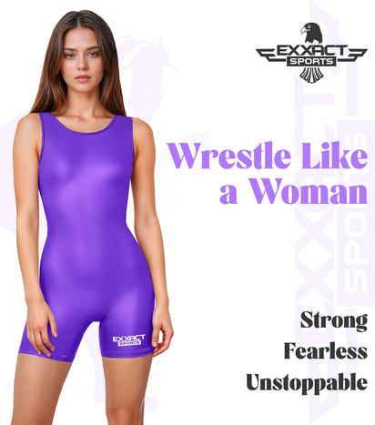 Women's Purple Wrestling Singlets, High-Cut Female Singlets