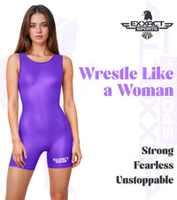 Women's Purple Wrestling Singlets, High-Cut Female Singlets
