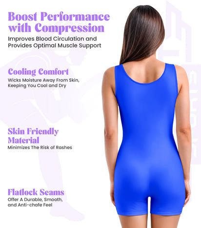 Women's Royal Blue Wrestling Singlets, High-Cut Female Singlets