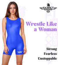 Women's Royal Blue Wrestling Singlets, High-Cut Female Singlets
