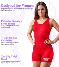 Women's Red Wrestling Singlets, High-Cut Female Singlets