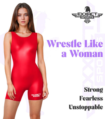 Women's Red Wrestling Singlets, High-Cut Female Singlets