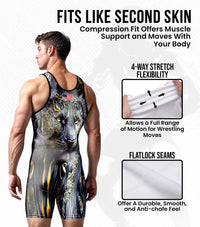 Men's Sublimated Wrestling Singlets (Black Lion)