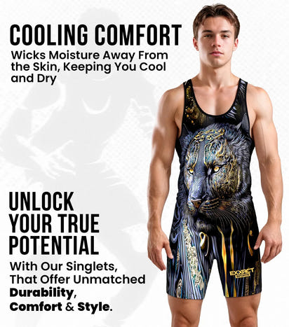 Men's Sublimated Wrestling Singlets (Black Lion)