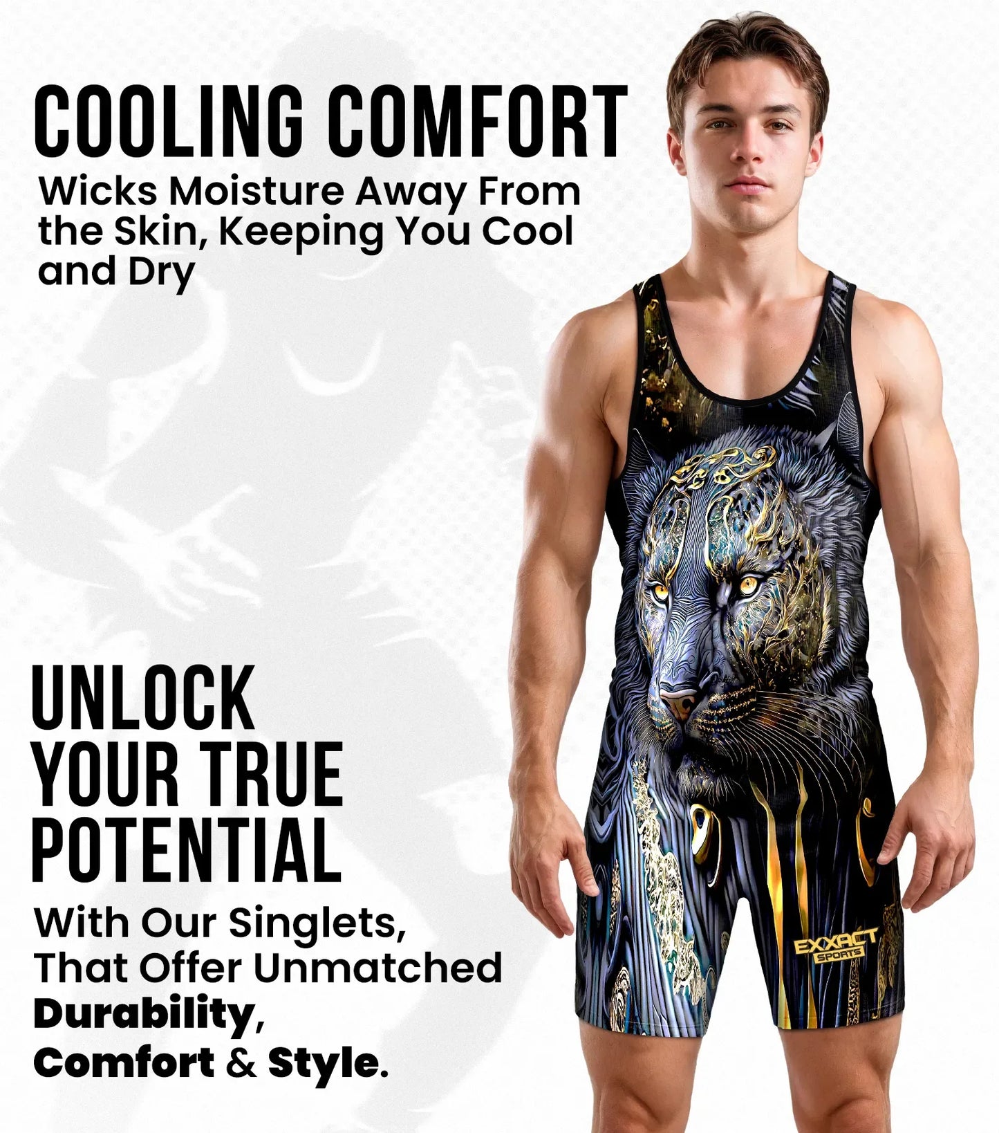 Men's Sublimated Wrestling Singlets (Black Lion)
