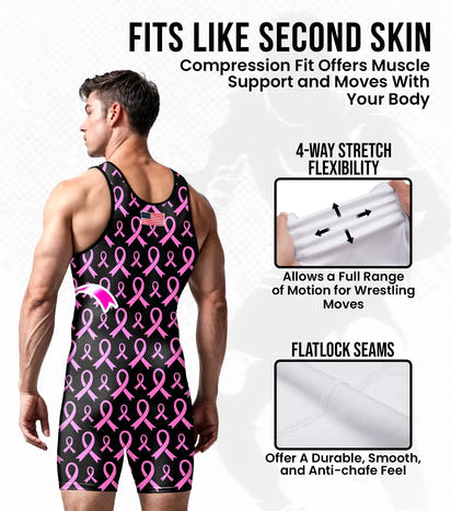 Men's Sublimated Wrestling Singlets (Breast Cancer)