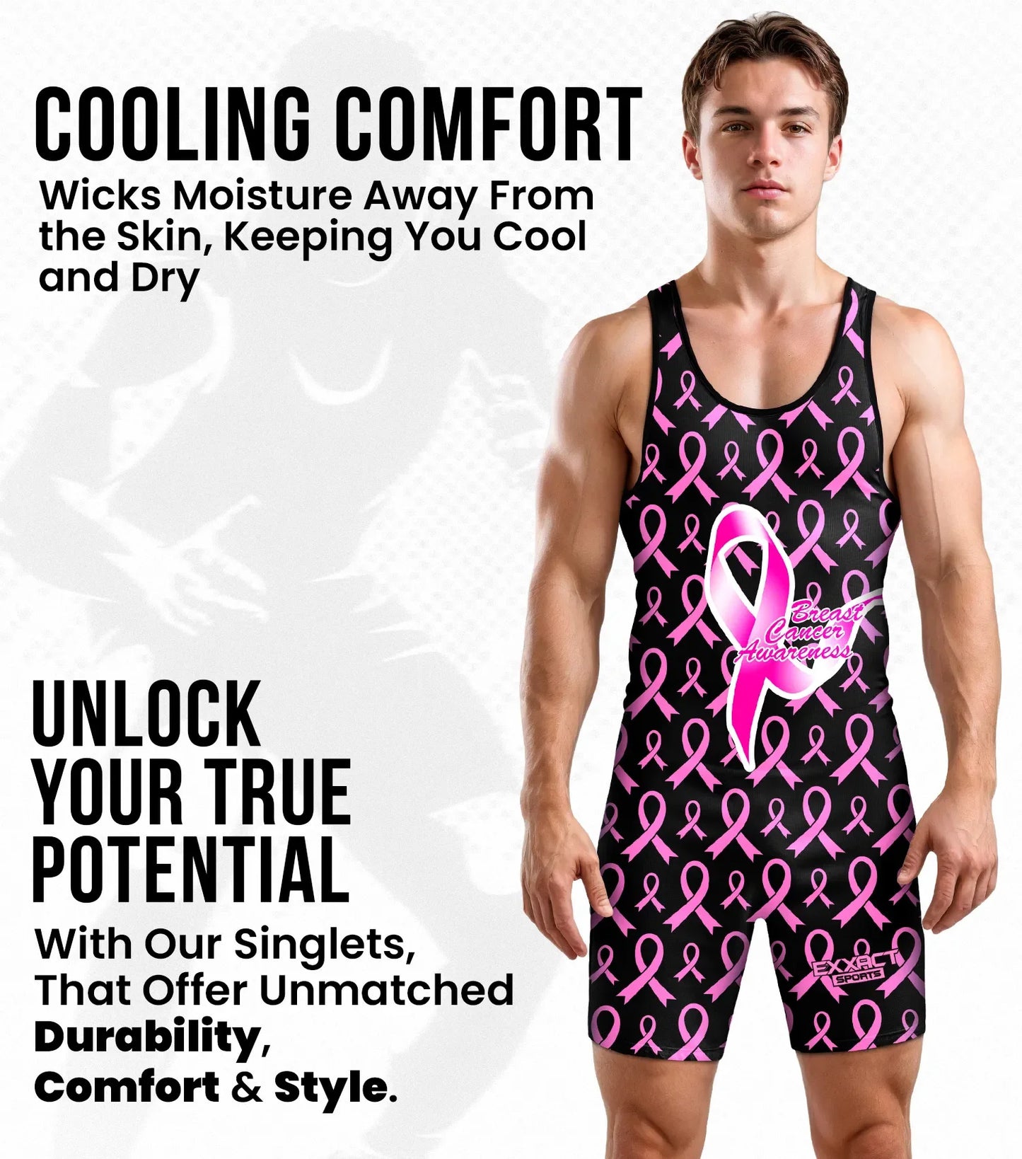 Men's Sublimated Wrestling Singlets (Breast Cancer)