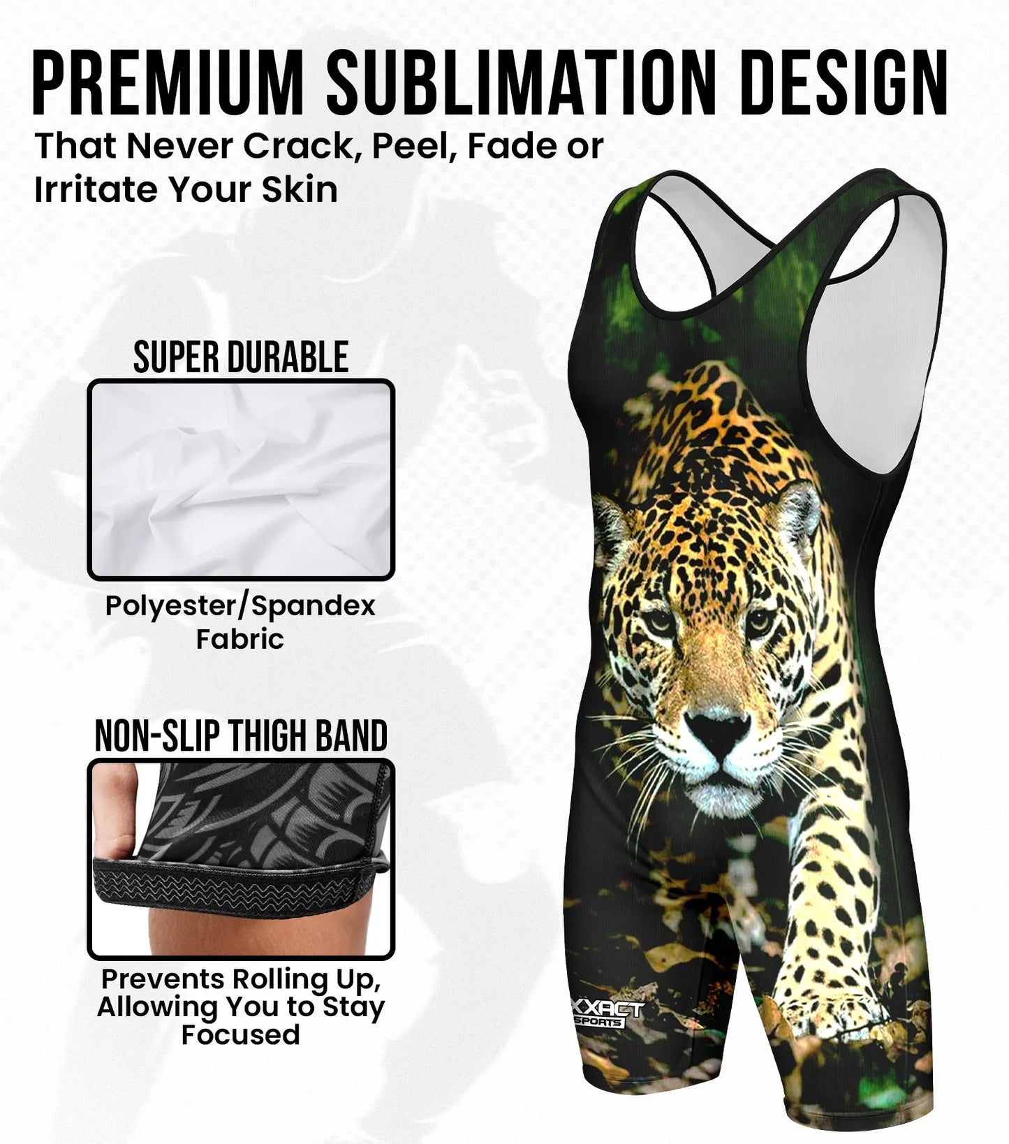 Men's Sublimated Wrestling Singlets (Leopard)