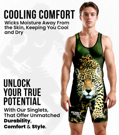 Men's Sublimated Wrestling Singlets (Leopard)