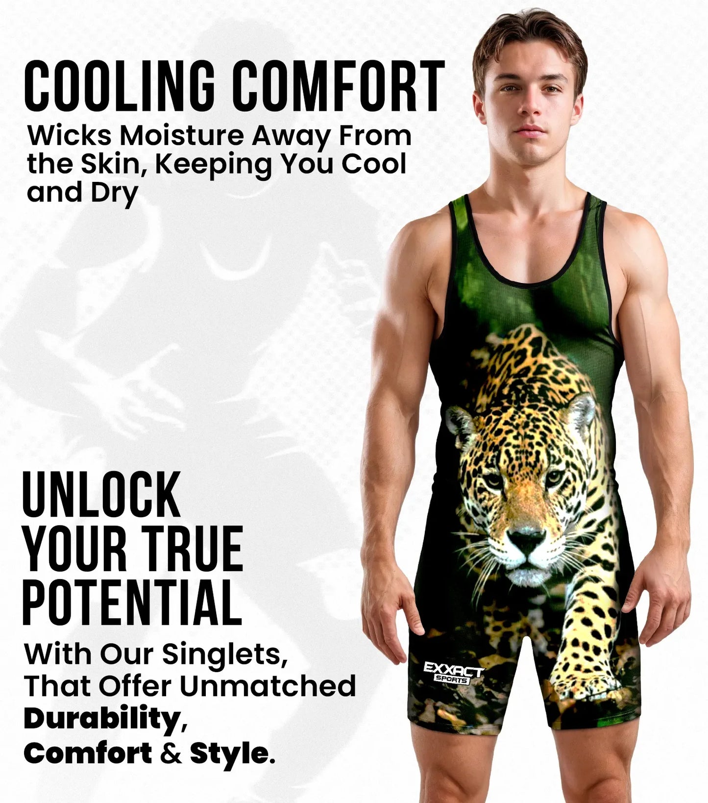 Men's Sublimated Wrestling Singlets (Leopard)