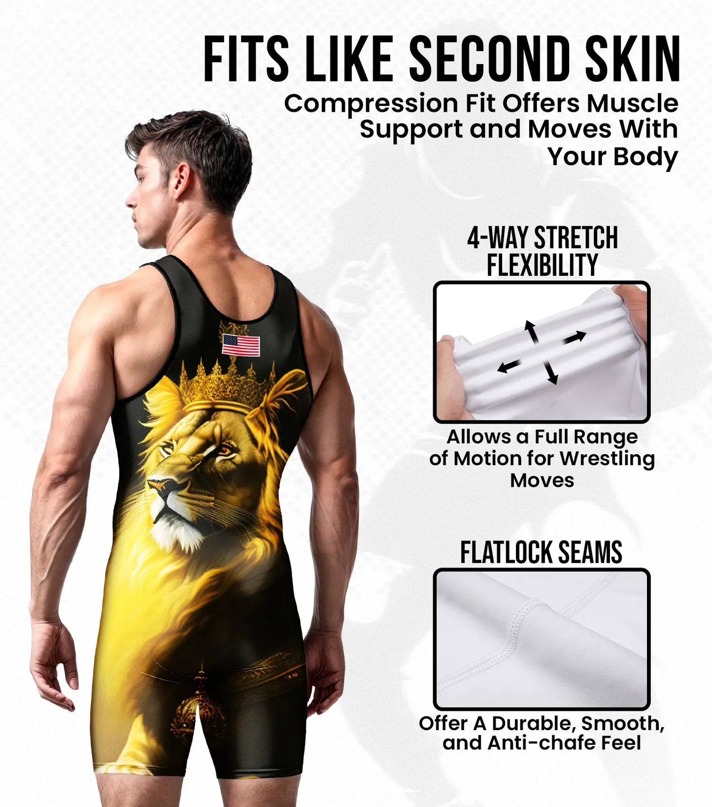 Men's Sublimated Wrestling Singlets (Lion)