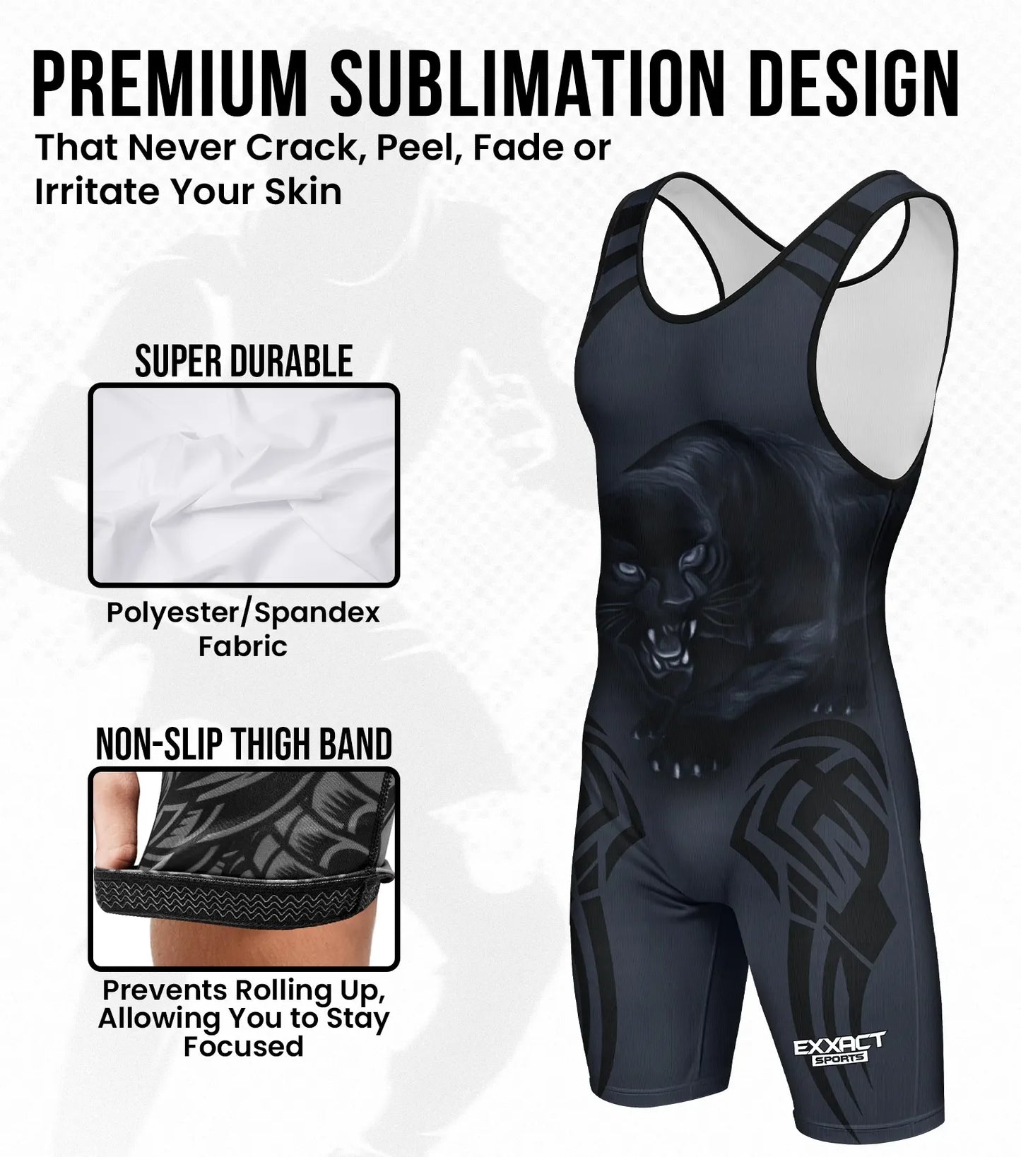 Men's Sublimated Wrestling Singlets (Black Panther)