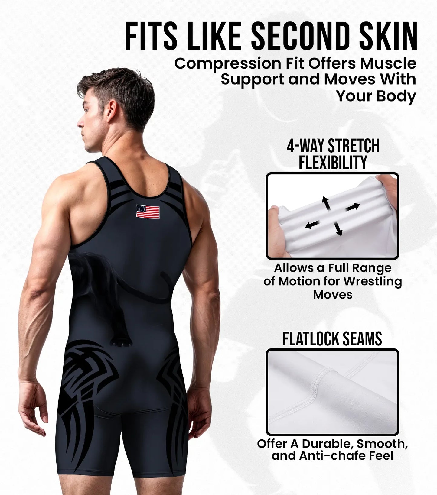 Men's Sublimated Wrestling Singlets (Black Panther)