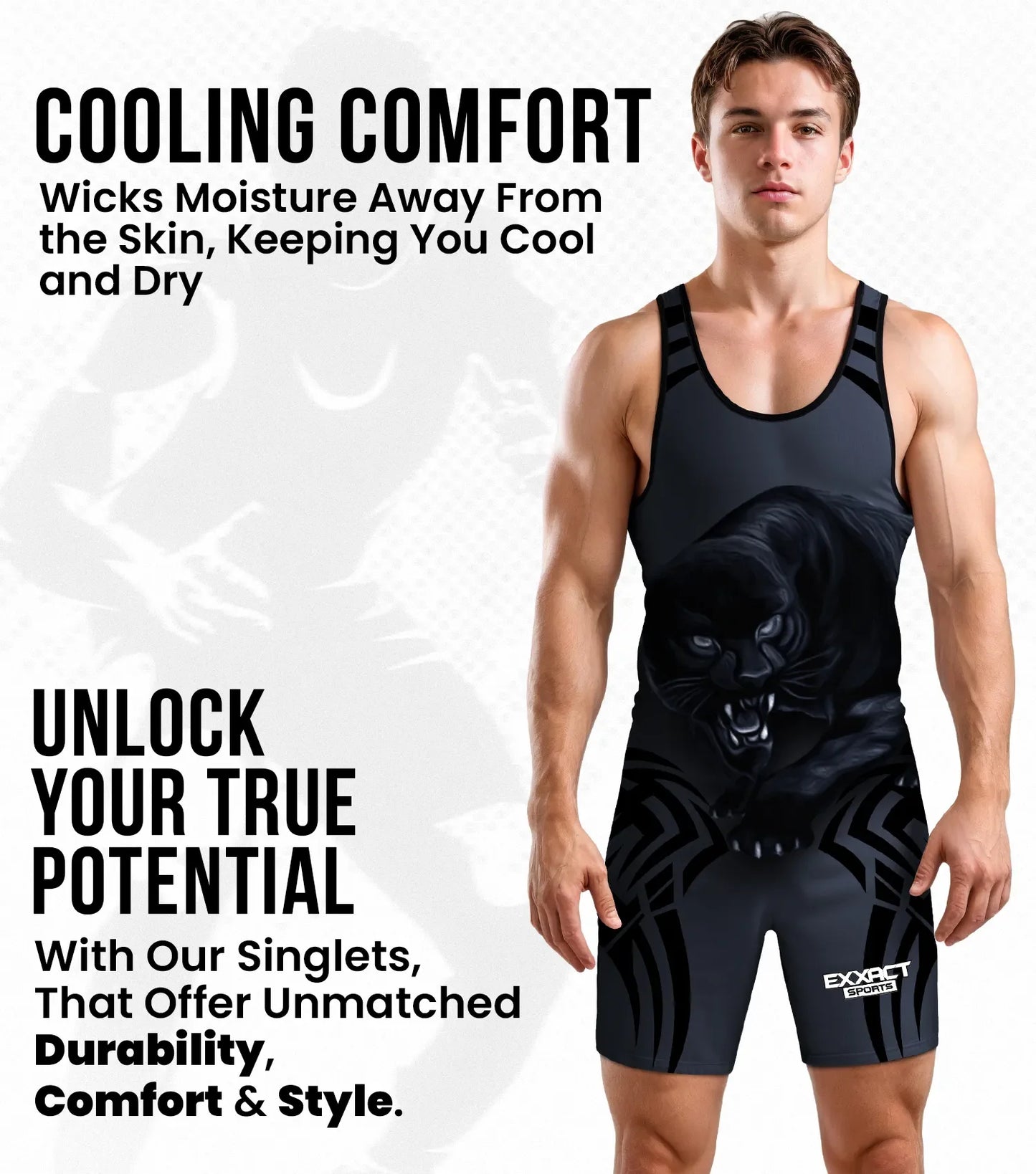 Men's Sublimated Wrestling Singlets (Black Panther)