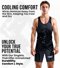 Men's Sublimated Wrestling Singlets (Black Panther)