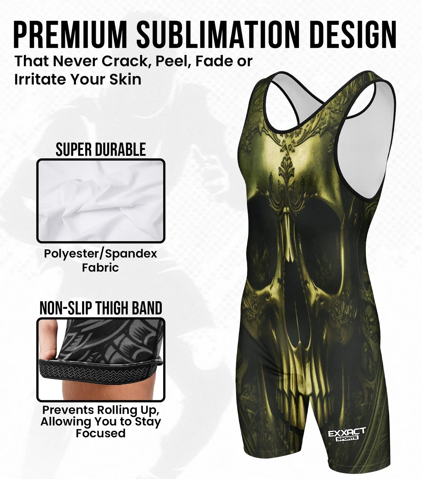 Men's Sublimated Wrestling Singlets (Skull)