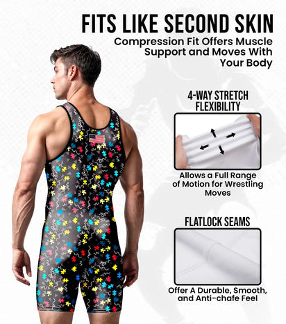 Men's Sublimated Wrestling Singlets (Autism)