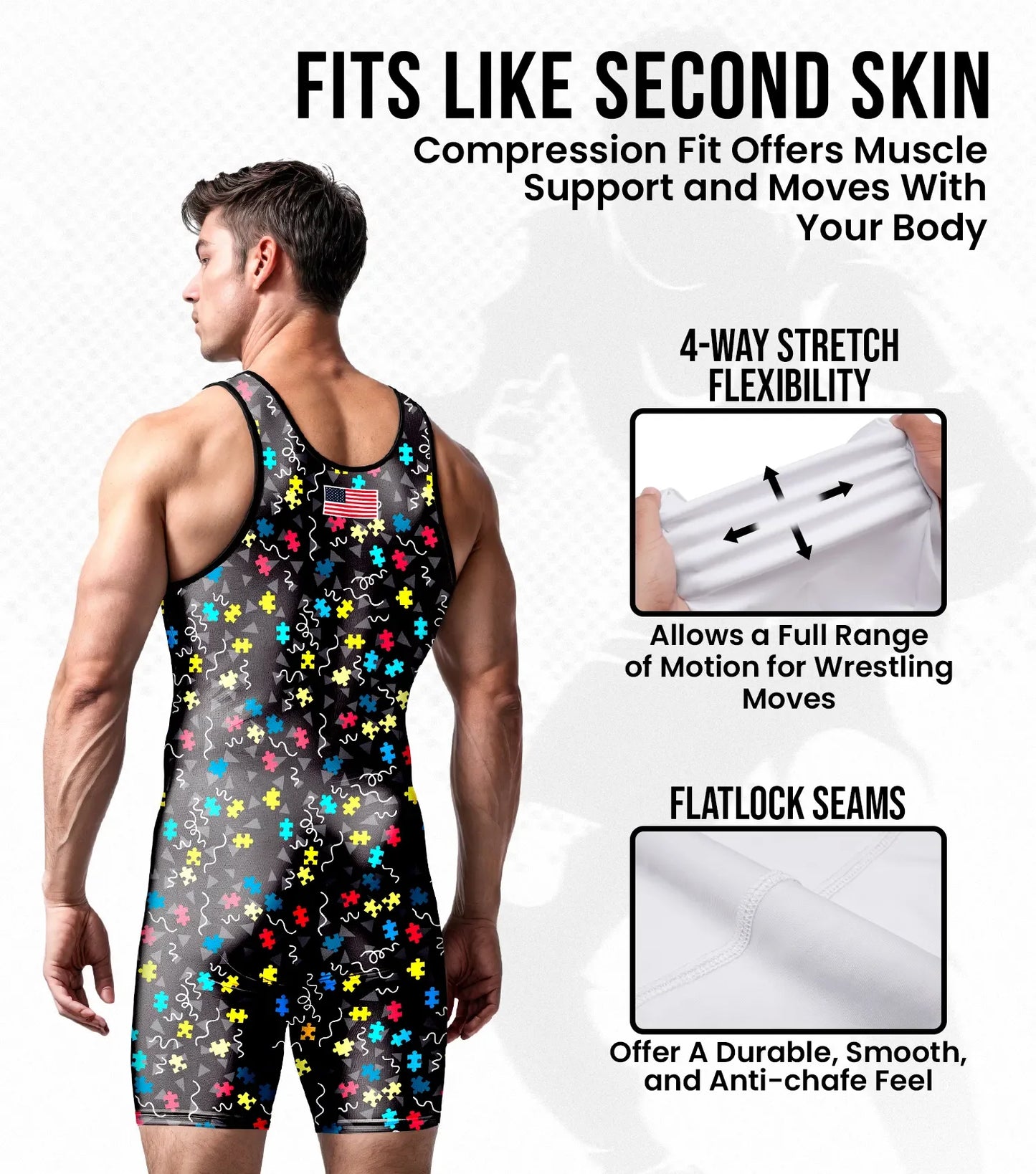 Men's Sublimated Wrestling Singlets (Autism)