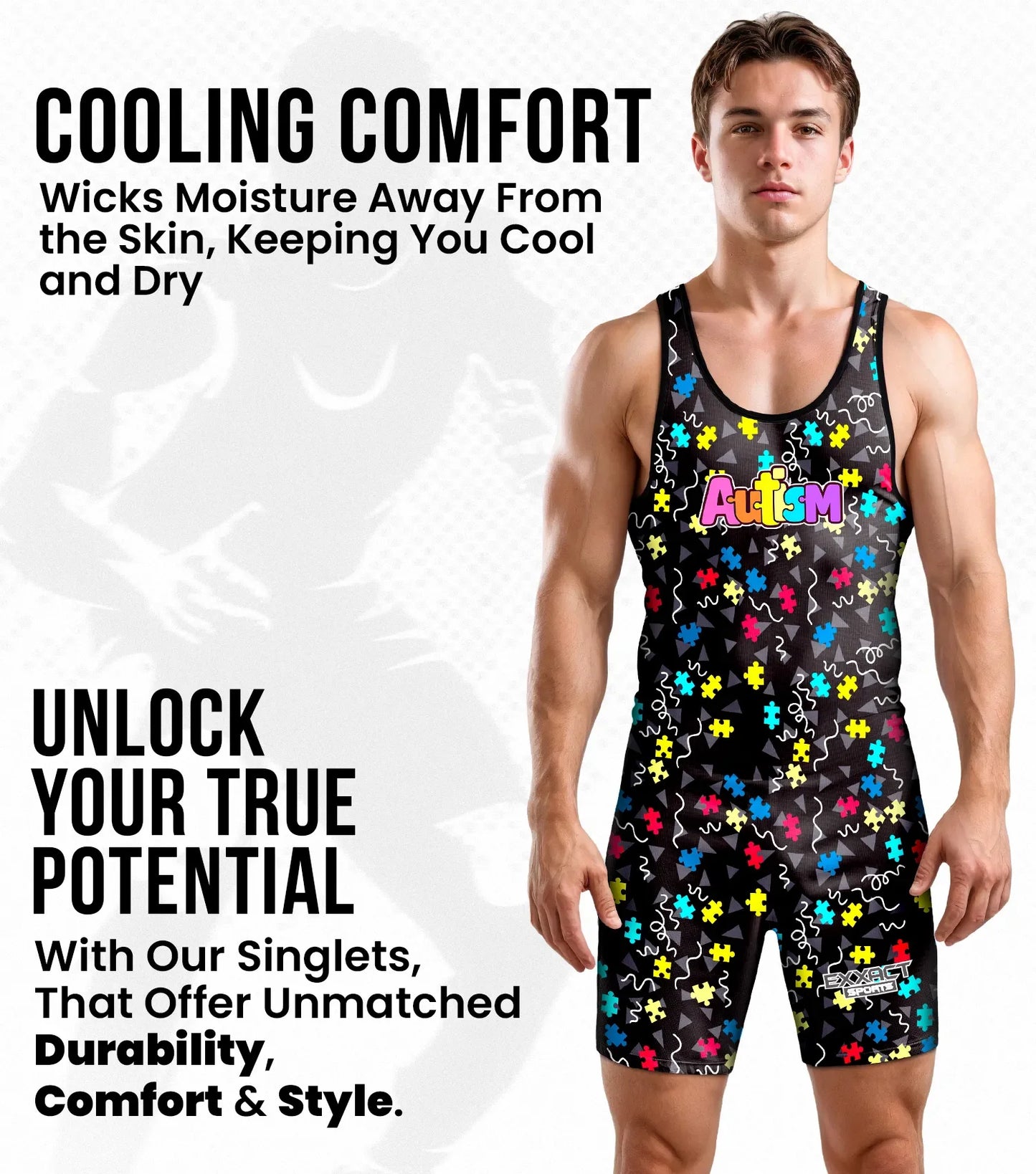 Men's Sublimated Wrestling Singlets (Autism)