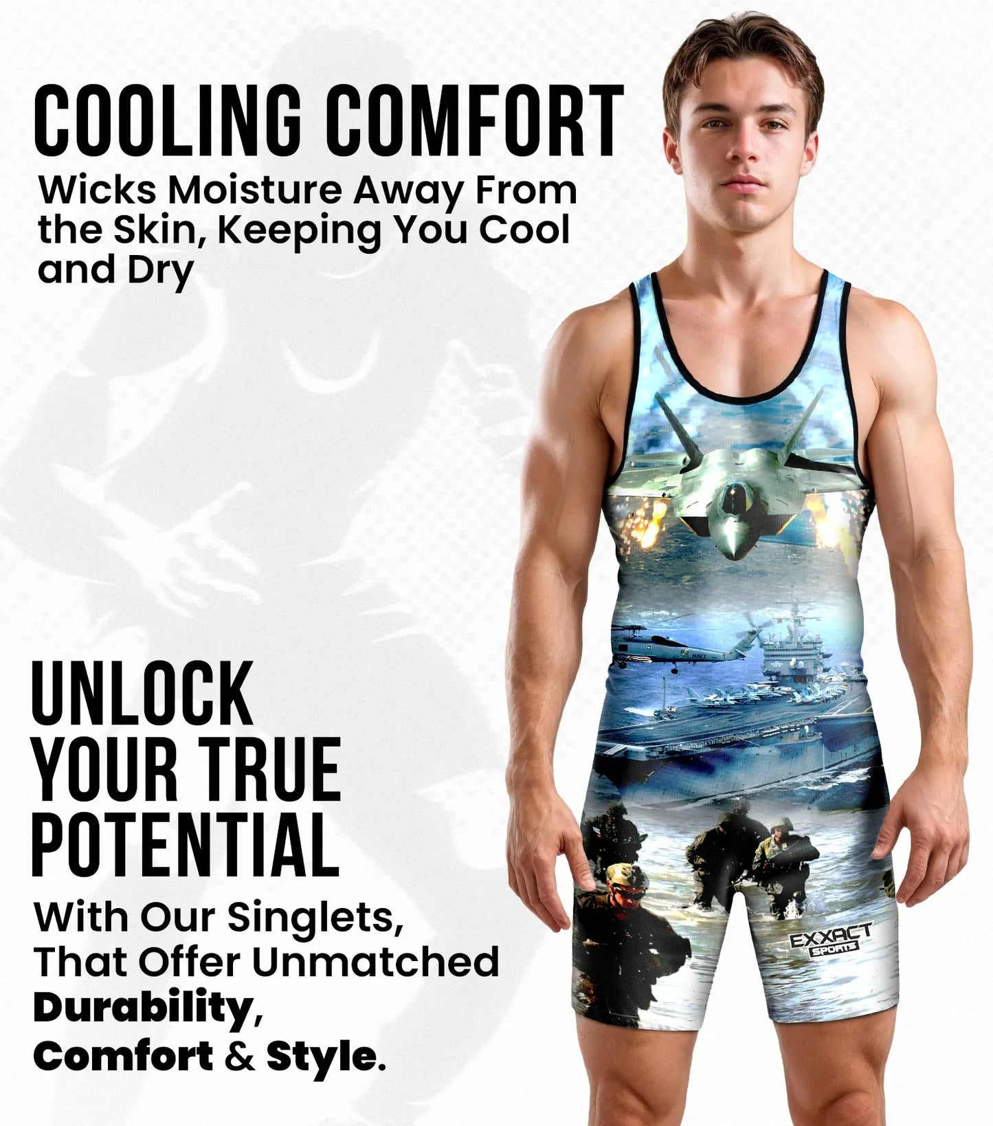 Men's Sublimated Wrestling Singlets (Us Army)
