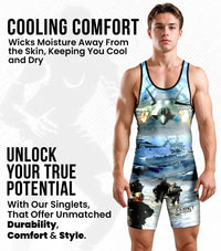 Men's Sublimated Wrestling Singlets (Us Army)