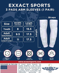 Compression 3-Padded Arm Sleeve , Football & Baseball 1 Pair (Black)